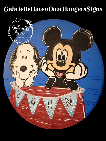 Snoopy Mickey Round Sign