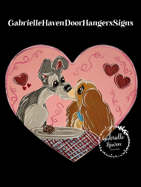 Valentine's Lady and the Tramp Kiss Heart