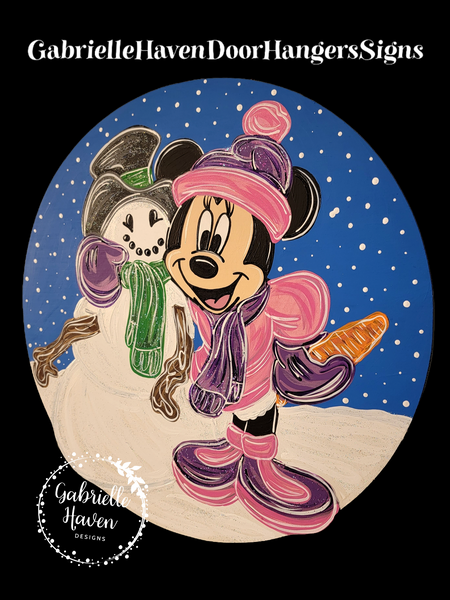 Minnie Mouse and Snowman