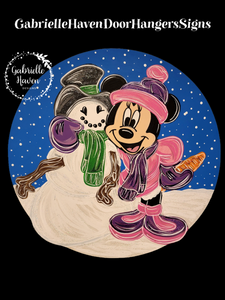 Minnie Mouse and Snowman