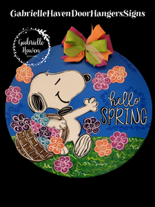 Snoopy Hello Spring Flower Basket