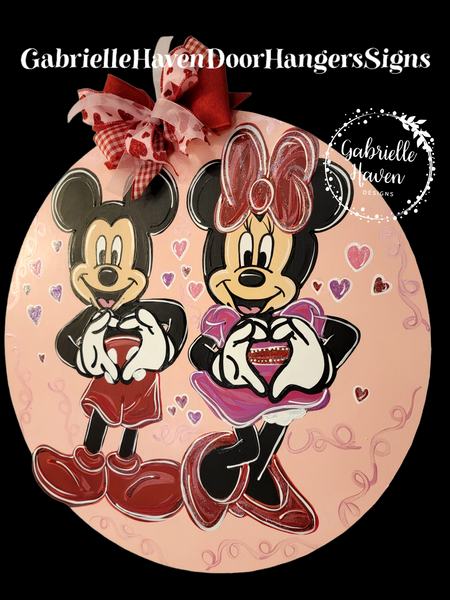 Mickey Minnie Valentine Heart Hands (Round)