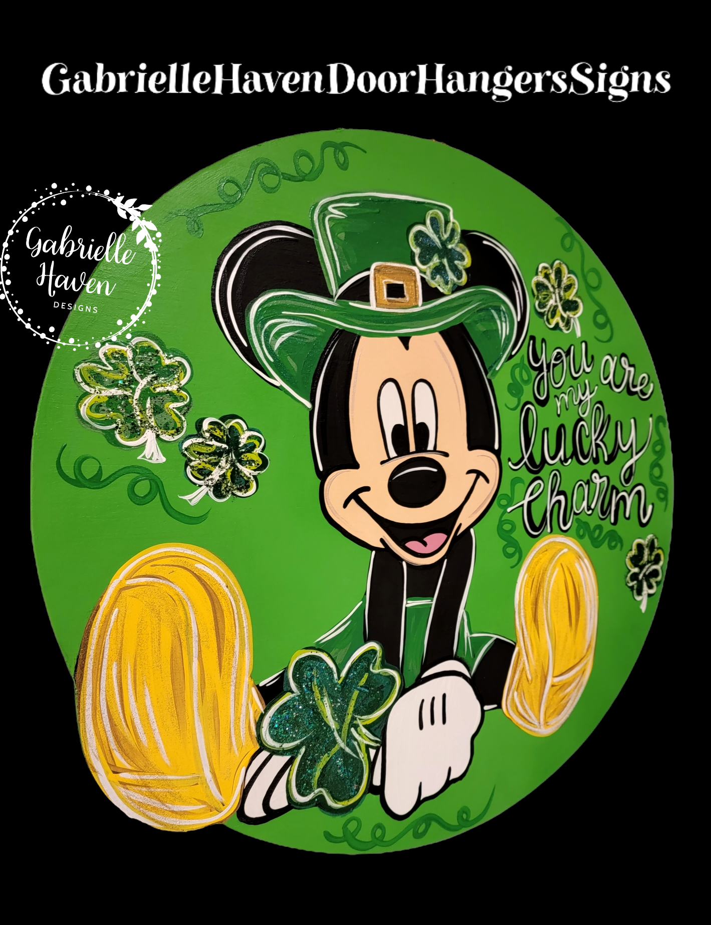 Disney Mickey and Minnie Mouse St Patricks Day Door top Greeters NWT Free Ship