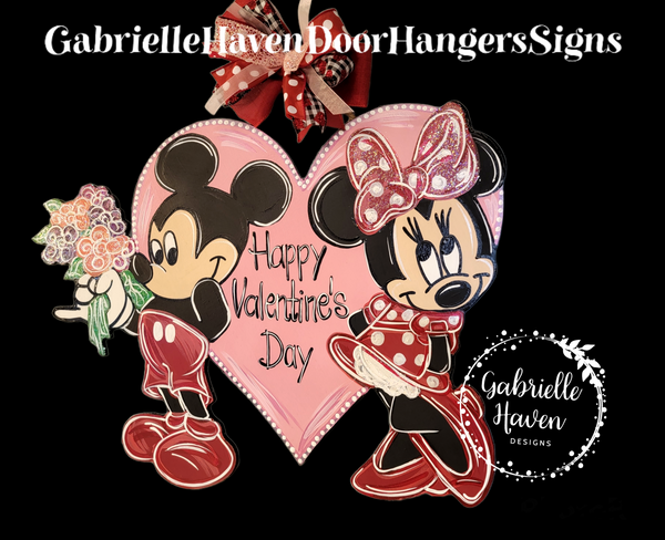 Mickey Minnie Valentine Heart Flowers