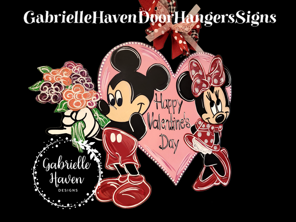 Mickey Minnie Valentine Heart Flowers