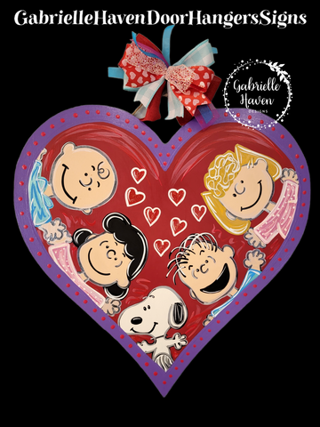 Peanuts Valentine Heart- Purple, Red, Pink, Aqua