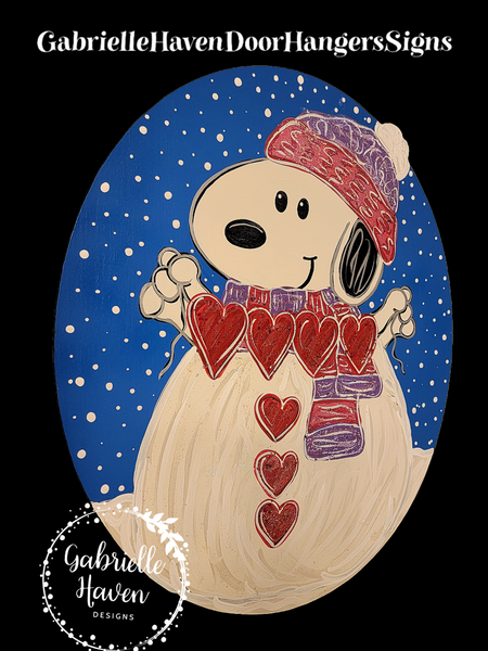 Snoopy Valentine Winter Snowman