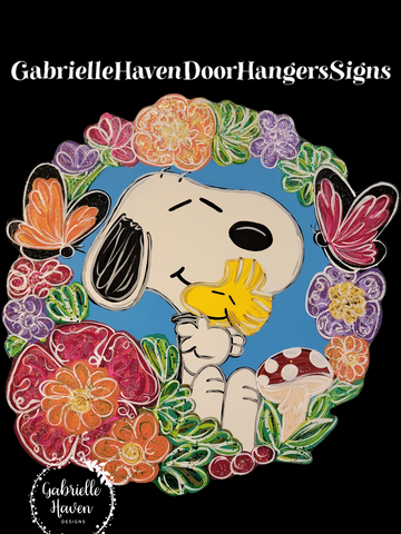 Snoopy & Woodstock Spring Flower Wreath