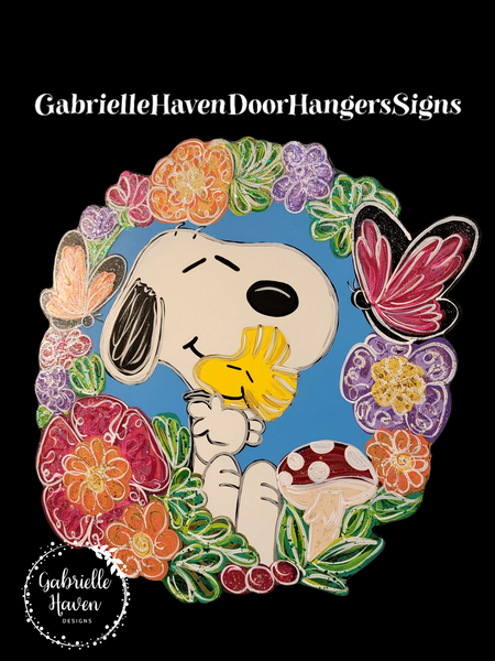 Snoopy & Woodstock Spring Flower Wreath