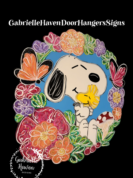 Snoopy & Woodstock Spring Flower Wreath