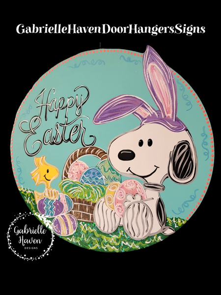 Happy Easter Painting Eggs Snoopy and Woodstock