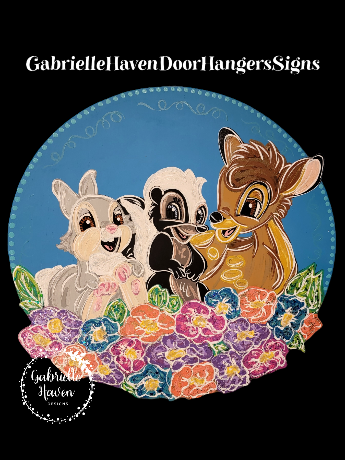 Disney Door Hanger, Bambi. Thumper, Flower