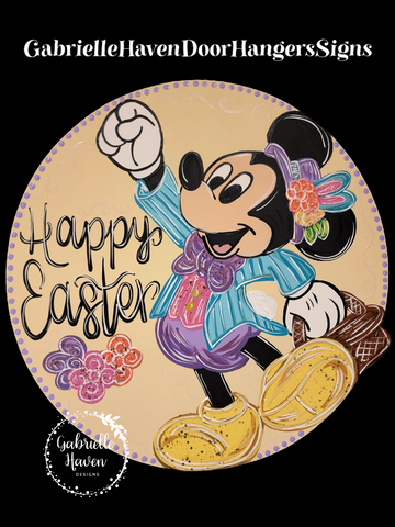 Mickey Bunny Happy Easter (Round)