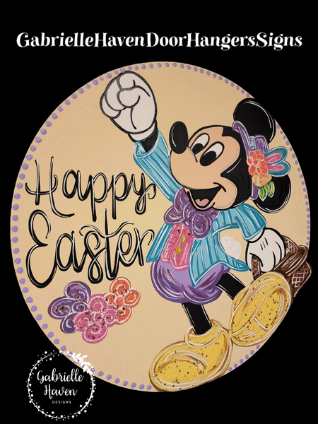 Mickey Bunny Happy Easter (Round)