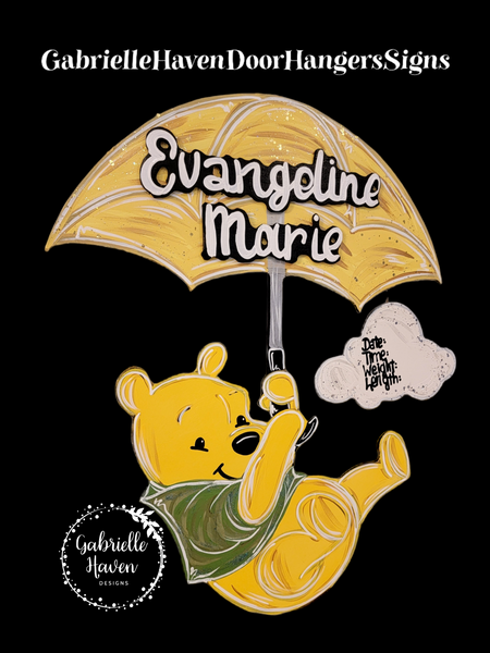 Winnie the Pooh Baby (Green shirt, Yellow Umbrella)