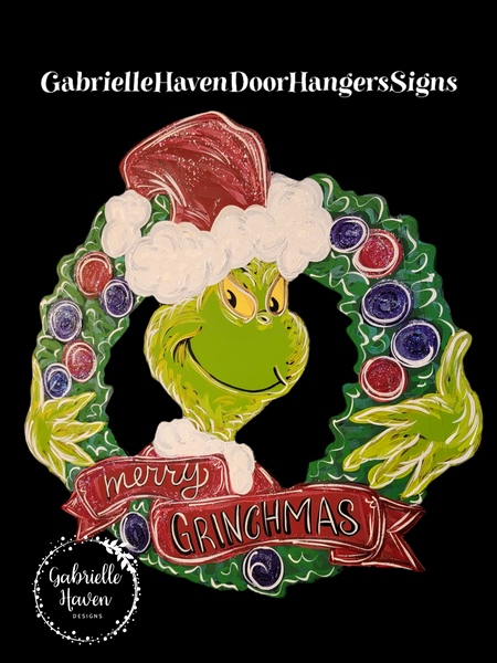 Grinch Merry Grinchmas Wreath (Purple)