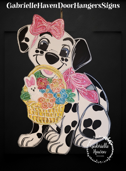 101 Dalmatian Girl Spring Flower Basket