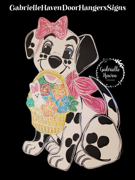 101 Dalmatian Girl Spring Flower Basket