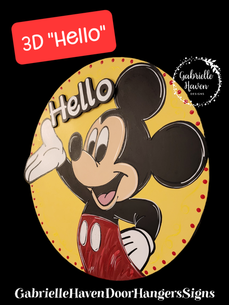 Welcome Mickey Sign (3D hello)