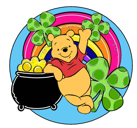 Winnie the Pooh St Patrick's Rainbow and Shamrocks