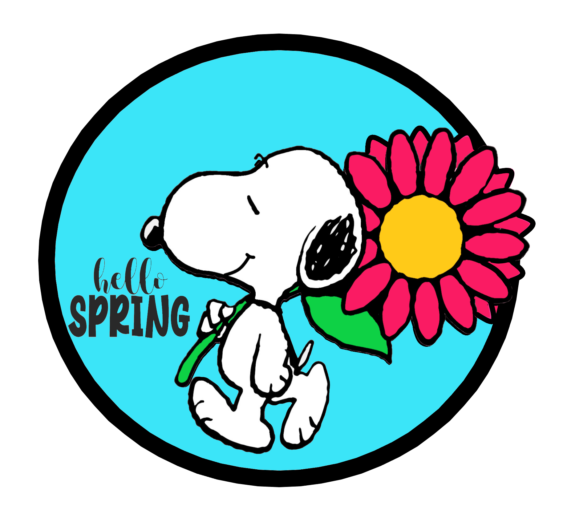 Snoopy Hello Spring Flower (Round)