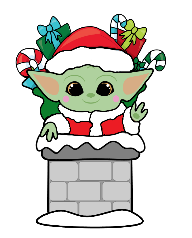 Baby Yoda Christmas Santa in Chimney