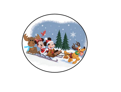 Mickey and Minnie Sled Riding with Mike the Moose