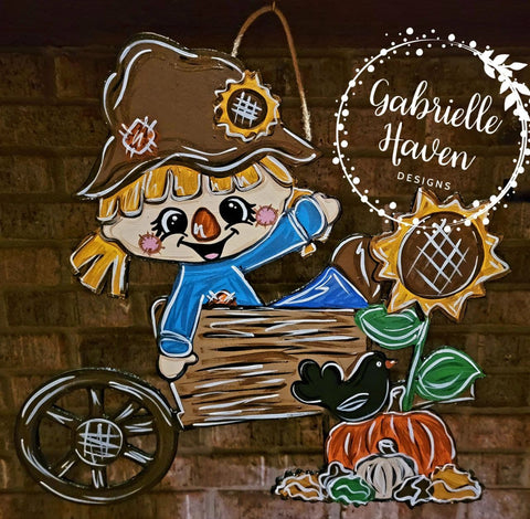 Scarecrow Door Hanger, Scarecrow Wreath Sign, Scarecrow Yard Sign, Fall Door Hanger Sign