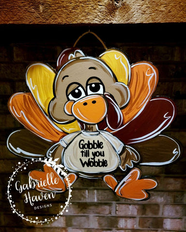 Turkey Door Hanger, Gobble Gobble til You Wobble, Thanksgiving Door Hanger, Fall Door Hanger