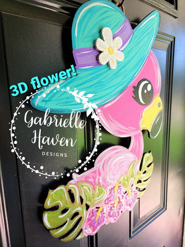 Flamingo Door Hanger, Summer Door Hanger