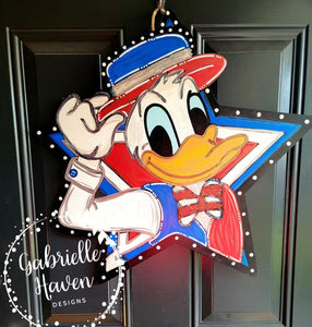 Patriotic Duck Star Door Hanger or Sign