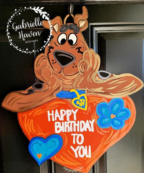 Scooby Door Hanger, Happy Birthday Door Hanger Sign, Heart Door Hanger, Dog Door Hanger