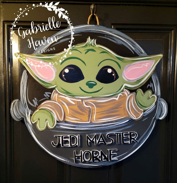 Baby Yoda Teacher of Family Sign