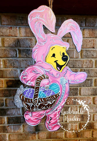 Easter Door Hanger, Winnie the Pooh Easter Door Hanger, Bunny Door Hanger, Easter Bunny