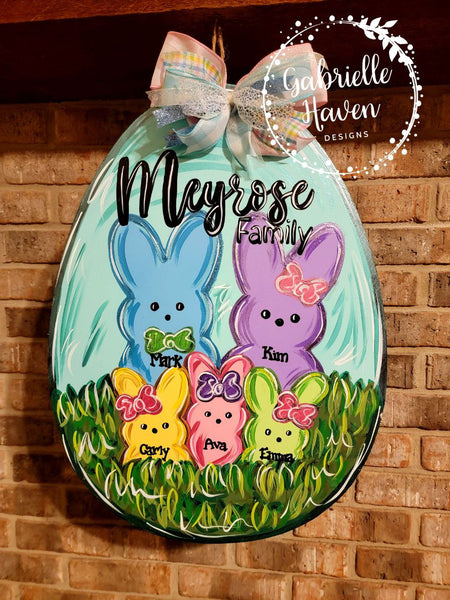 Peeps Door Hanger, Spring Door Hanger, Easter Door Hanger, Personalized Family Sign