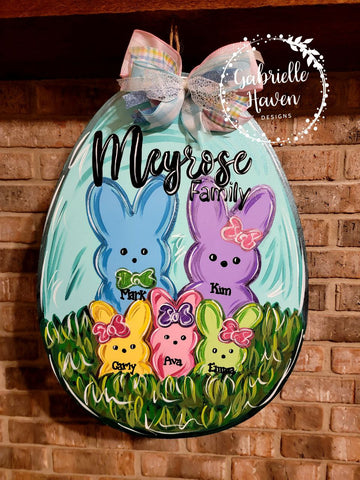 Peeps Door Hanger, Spring Door Hanger, Easter Door Hanger, Personalized Family Sign