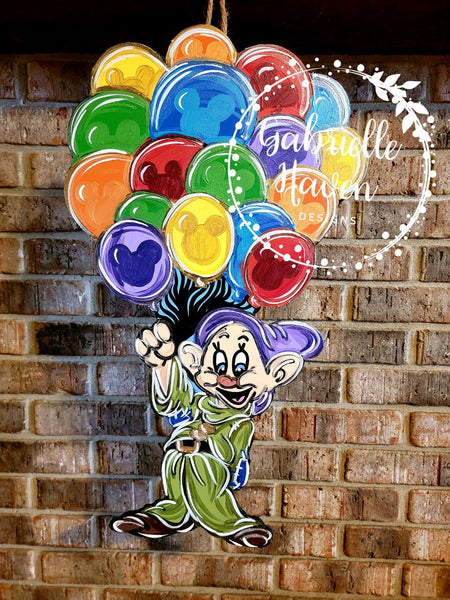 Dopey Dwarf Door Hanger, Balloons Door Hanger, Disney Door Hanger