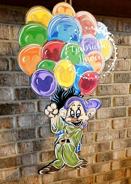 Dopey Dwarf Door Hanger, Balloons Door Hanger, Disney Door Hanger