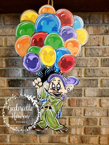 Dopey Dwarf Door Hanger, Balloons Door Hanger, Disney Door Hanger