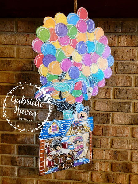 Pixar UP Door Hanger Sign, UP Wreath Sign, UP Balloon House Door Hanger, Pixar Up Wreath Sign