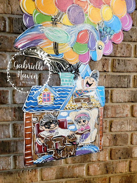 Pixar UP Door Hanger Sign, UP Wreath Sign, UP Balloon House Door Hanger, Pixar Up Wreath Sign