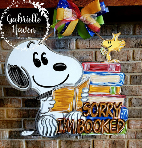 Snoopy Door Hanger, Sorry I'm Booked, Snoopy Door Sign, Teacher Door Hanger, Librarian Door Hanger, Counselor Door Hanger Sign, Classroom Sign