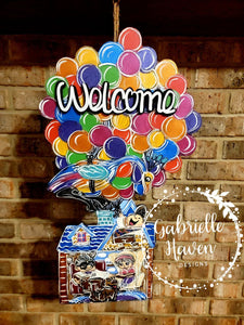 Pixar UP Door Hanger Sign, UP Wreath Sign, UP Balloon House Door Hanger, Pixar Up Wreath Sign