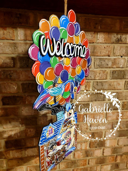 Pixar UP Door Hanger Sign, UP Wreath Sign, UP Balloon House Door Hanger, Pixar Up Wreath Sign