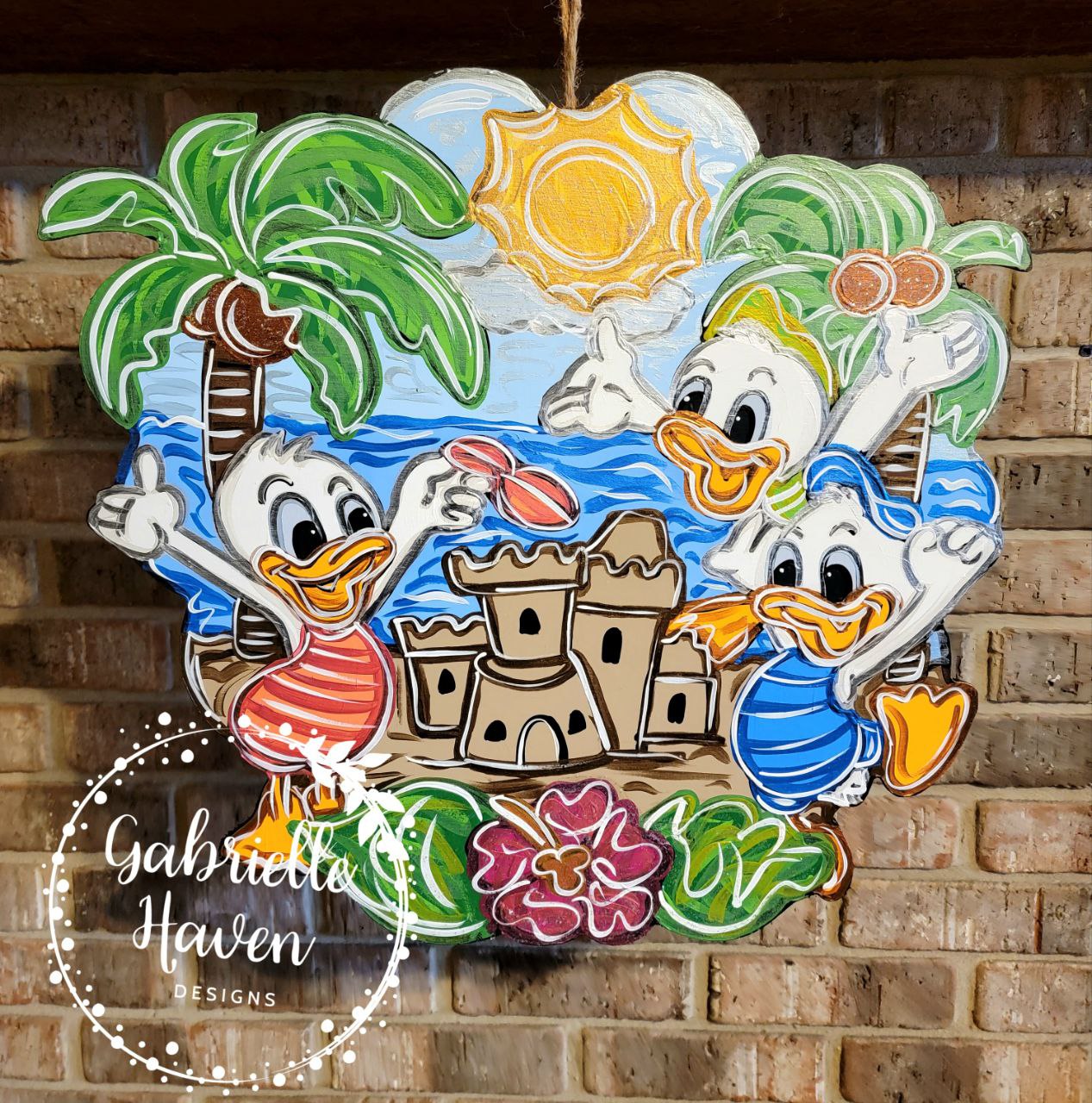 Duck Tales, Huey Dewey and Louie, Summer Door Hanger, Disney Door Hanger