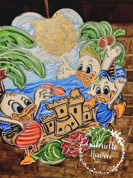 Duck Tales, Huey Dewey and Louie, Summer Door Hanger, Disney Door Hanger