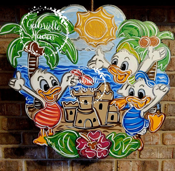 Duck Tales, Huey Dewey and Louie, Summer Door Hanger, Disney Door Hanger