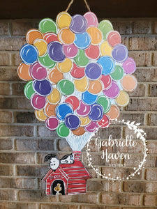 Snoopy Door Hanger, Up inspired Door Hanger, Peanuts Door Hanger, Balloons Sign