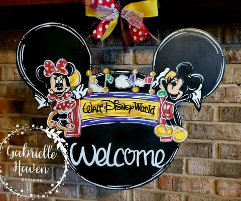 Disney Door Hanger, Welcome Sign, Mickey Door Hanger, Minnie Door Hanger