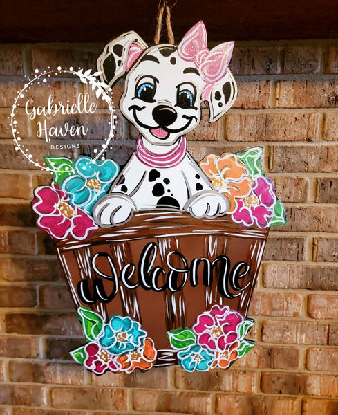 101 Dalmatians Door Hanger, Spring Door Hanger, Yard Art, Summer Door Hanger, Disney Door Hanger, Disney Yard Art